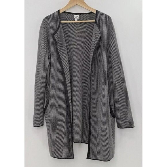 J.Crew Factory Vanessa Herringbone Sweater Sz M Open Cardigan Jacket Preppy Flaw - Picture 1 of 16